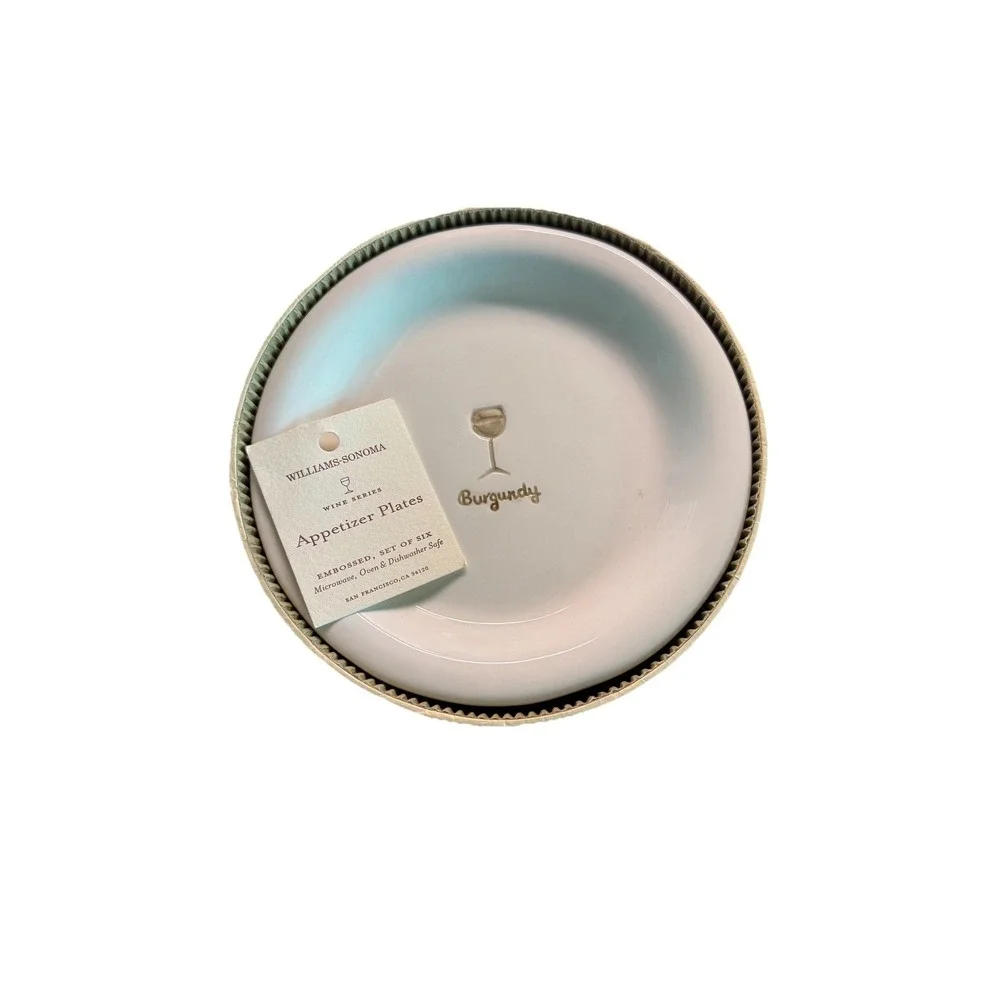 Williams Sonoma Wine Series‎ Appetizer Plates Set of 6 w/ Box Cheese Charcuterie